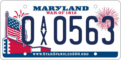 MD license plate 0AX0563
