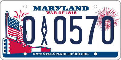 MD license plate 0AX0570