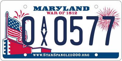 MD license plate 0AX0577