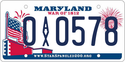 MD license plate 0AX0578