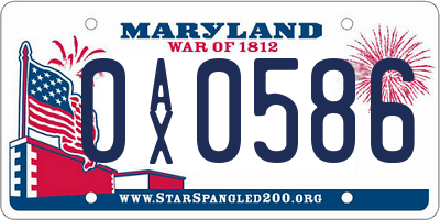 MD license plate 0AX0586