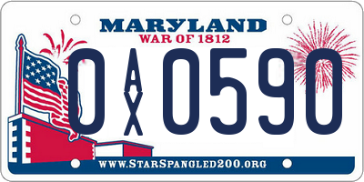 MD license plate 0AX0590