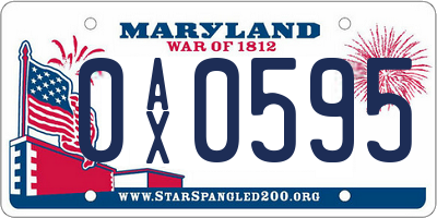 MD license plate 0AX0595