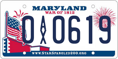MD license plate 0AX0619