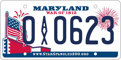 MD license plate 0AX0623