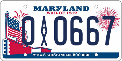MD license plate 0AX0667