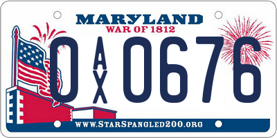 MD license plate 0AX0676