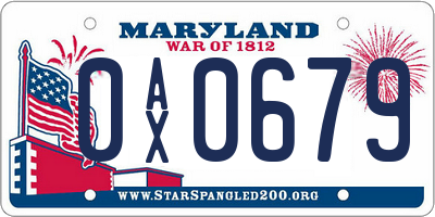 MD license plate 0AX0679