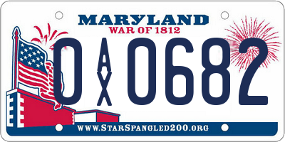 MD license plate 0AX0682