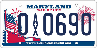 MD license plate 0AX0690