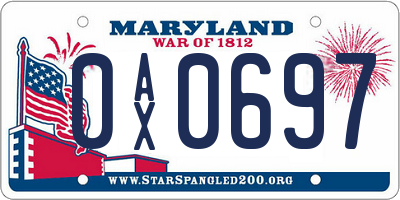 MD license plate 0AX0697