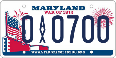 MD license plate 0AX0700