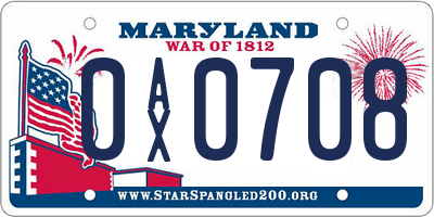 MD license plate 0AX0708