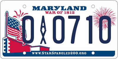 MD license plate 0AX0710