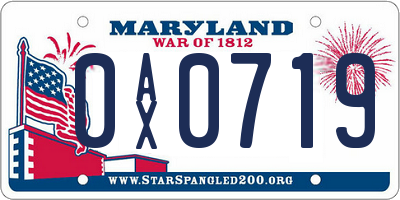 MD license plate 0AX0719