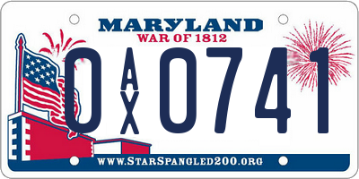 MD license plate 0AX0741