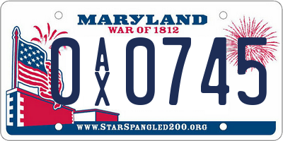 MD license plate 0AX0745