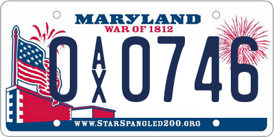 MD license plate 0AX0746