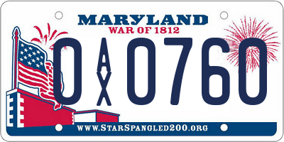 MD license plate 0AX0760