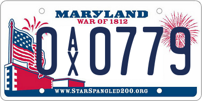 MD license plate 0AX0779