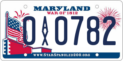MD license plate 0AX0782