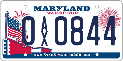 MD license plate 0AX0844