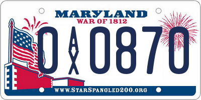 MD license plate 0AX0870