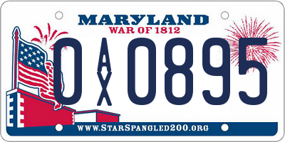 MD license plate 0AX0895