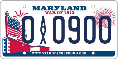 MD license plate 0AX0900