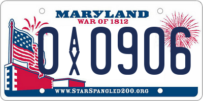 MD license plate 0AX0906