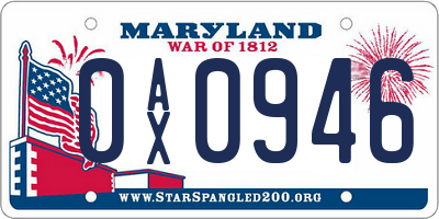 MD license plate 0AX0946