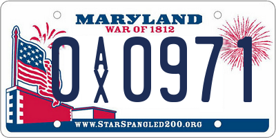 MD license plate 0AX0971