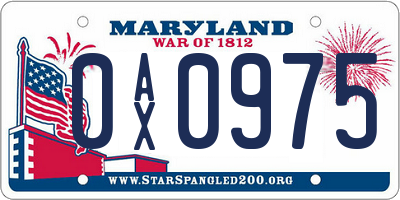 MD license plate 0AX0975