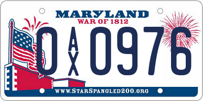 MD license plate 0AX0976