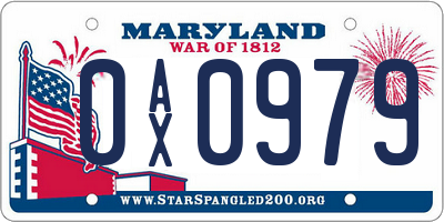 MD license plate 0AX0979