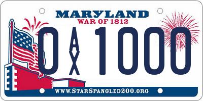 MD license plate 0AX1000