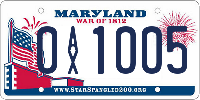 MD license plate 0AX1005