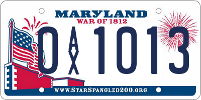 MD license plate 0AX1013