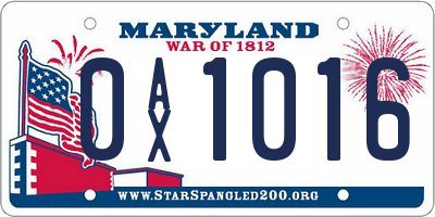 MD license plate 0AX1016