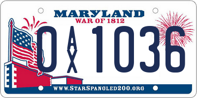 MD license plate 0AX1036
