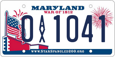 MD license plate 0AX1041