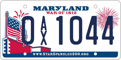 MD license plate 0AX1044