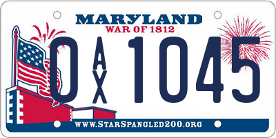 MD license plate 0AX1045