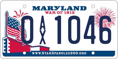 MD license plate 0AX1046