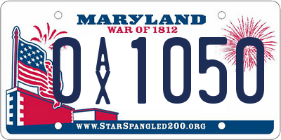 MD license plate 0AX1050