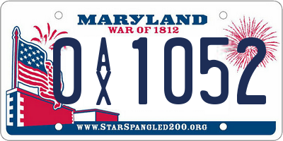 MD license plate 0AX1052