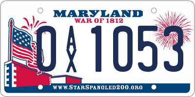 MD license plate 0AX1053