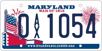 MD license plate 0AX1054