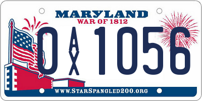 MD license plate 0AX1056