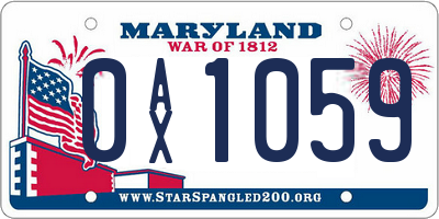 MD license plate 0AX1059